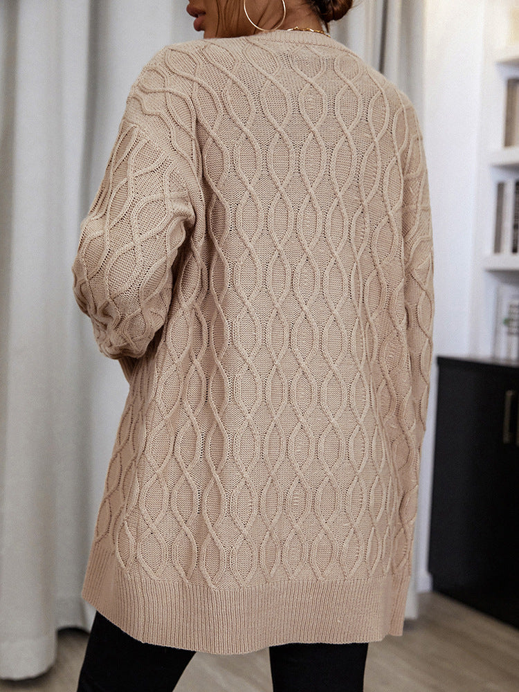 Solid Color Loose Cardigan Sweater for Women