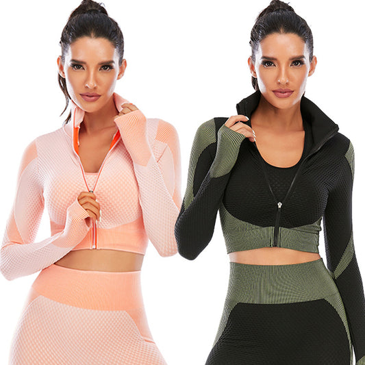 Two Piece Seamless Yoga Clothing Suit Women's Yoga Clothing Knitted Hip Lifting Stretch Running Sports Fitness Clothing