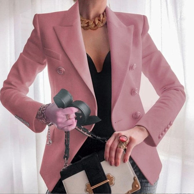 Solid Color Fashion Casual Suit Short Coat for Women