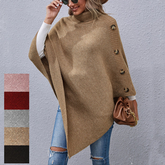 Herbst Und Winter Neue Taste Hohe Kragen Unregelmäßigen Pullover Cape Frauen