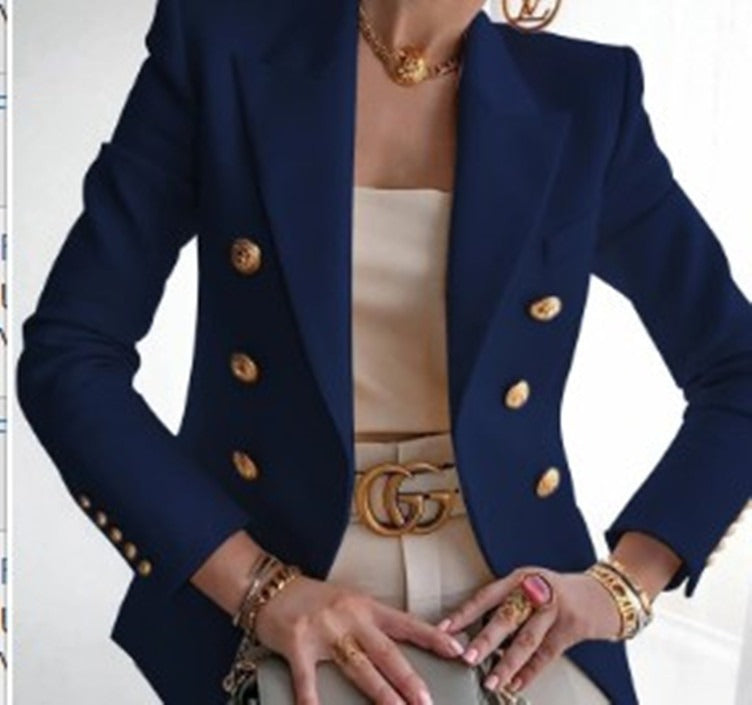 Solid Color Fashion Casual Suit Short Coat for Women