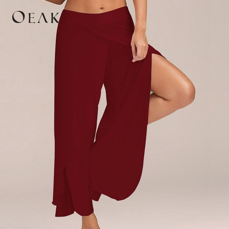 Split Casual Loose Wide-Leg Pants for Women