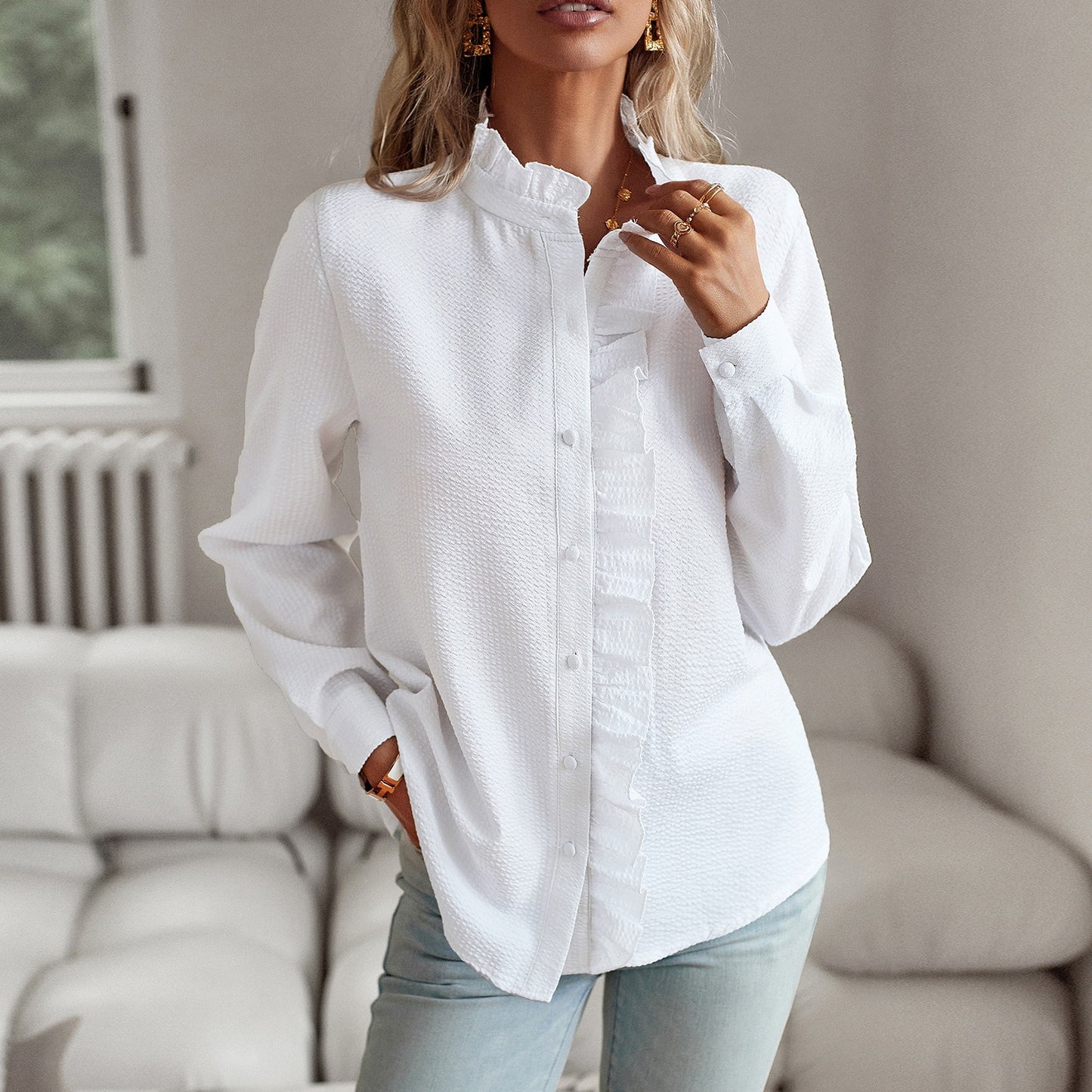 Langarmshirt, feminines Pendler-Top