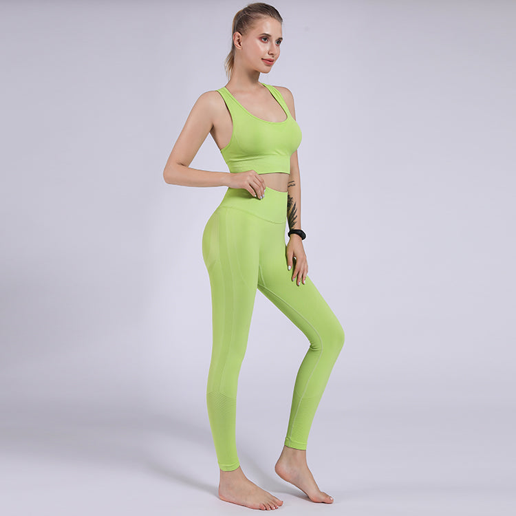 Yoga-Kleidung passt zu Damen Nahtloser Sport-BH Hüftheben Fitnesshose Hüfthose Leggings Yoga-Kleidung