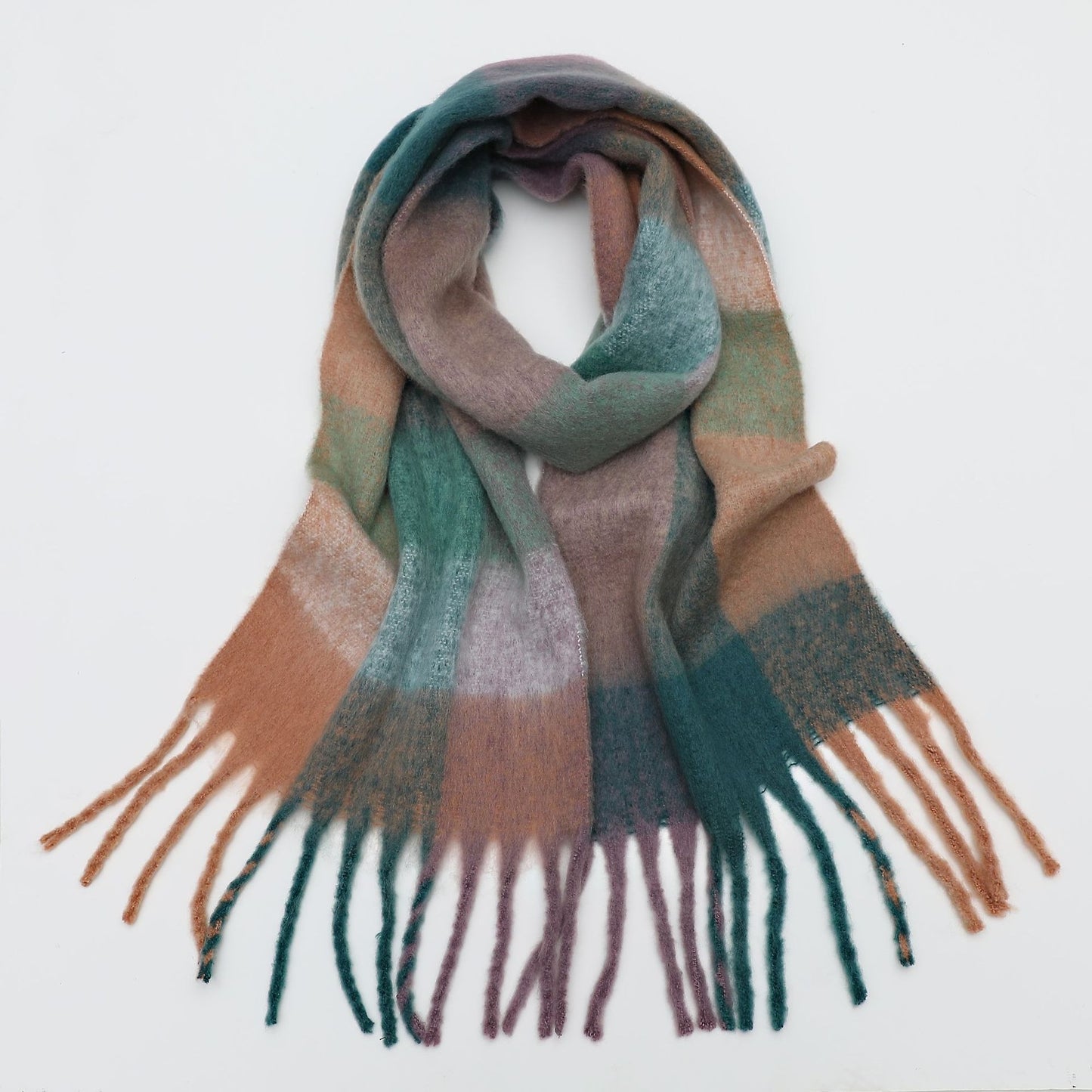 Autumn and Winter Imitation Cashmere Scarves – Thickened Striped Plaid with Tassels