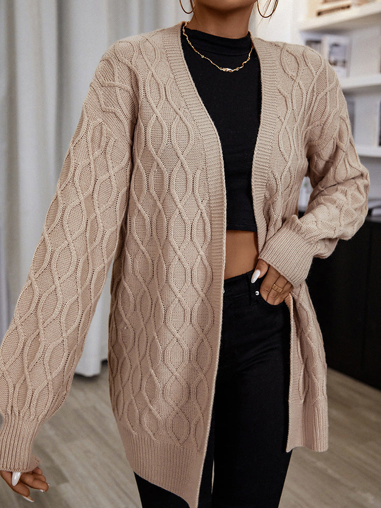 Solid Color Loose Cardigan Sweater for Women