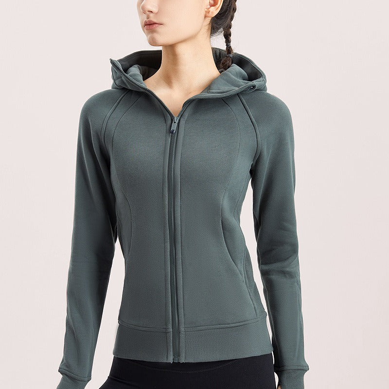 Yoga Sports Coat Women's Elastic Breathable Zipper Hoodie