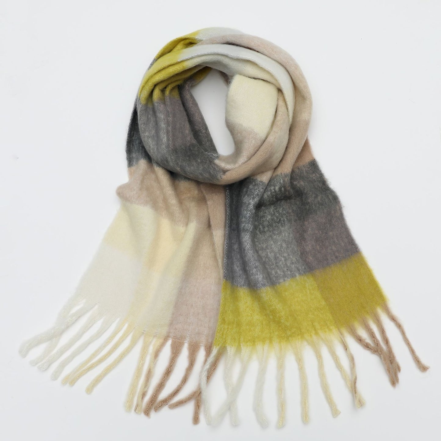 Autumn and Winter Imitation Cashmere Scarves – Thickened Striped Plaid with Tassels