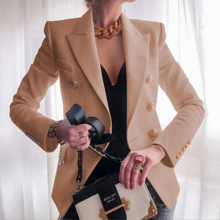 Solid Color Fashion Casual Suit Short Coat for Women