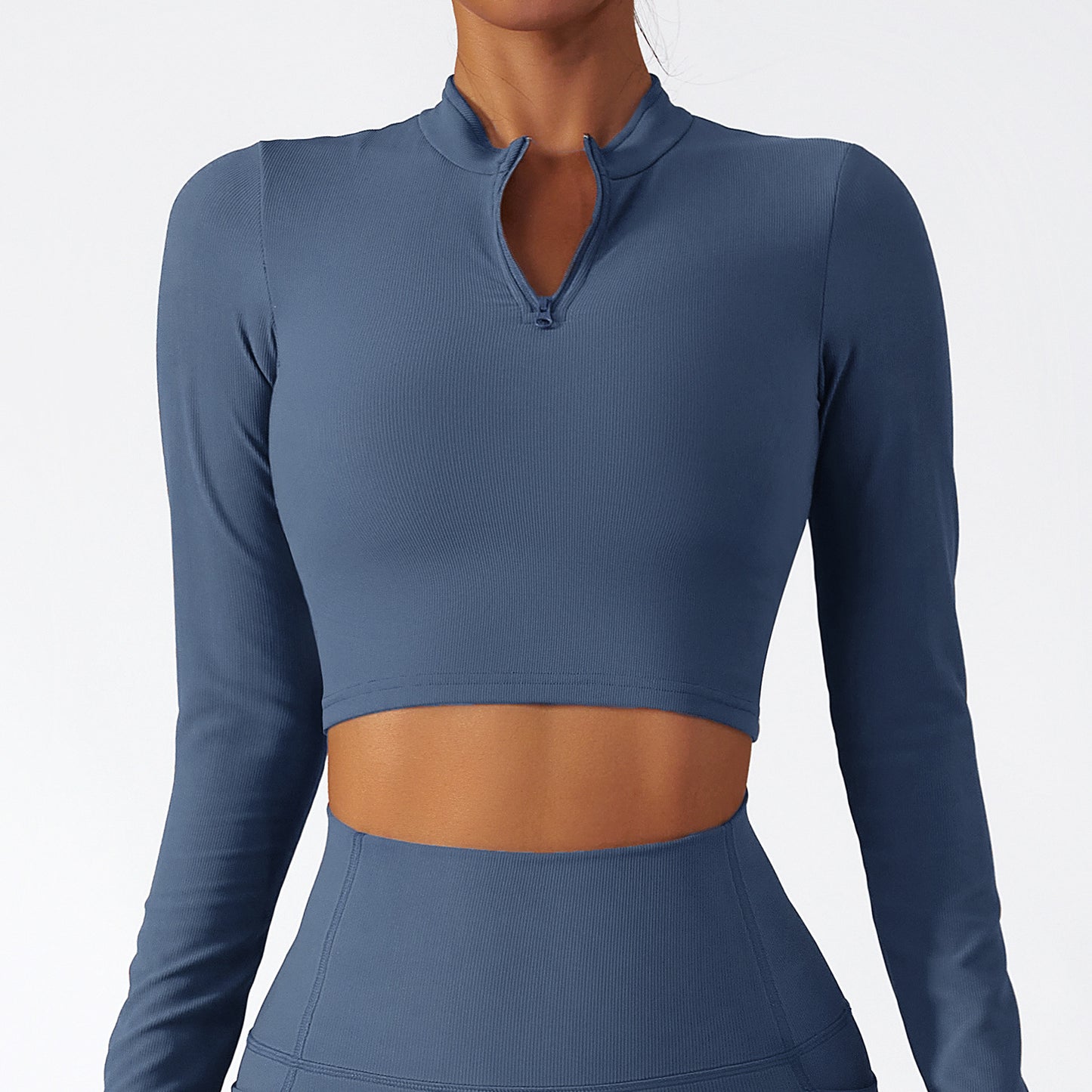 Stand Collar Zipper Long-Sleeved Yoga Clothes Female Quick Dry Exercise Running Fitness Tops Thin Slim High-Intensity Sportswear