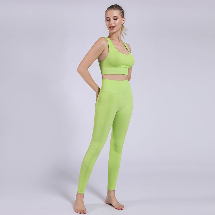 Yoga-Kleidung passt zu Damen Nahtloser Sport-BH Hüftheben Fitnesshose Hüfthose Leggings Yoga-Kleidung