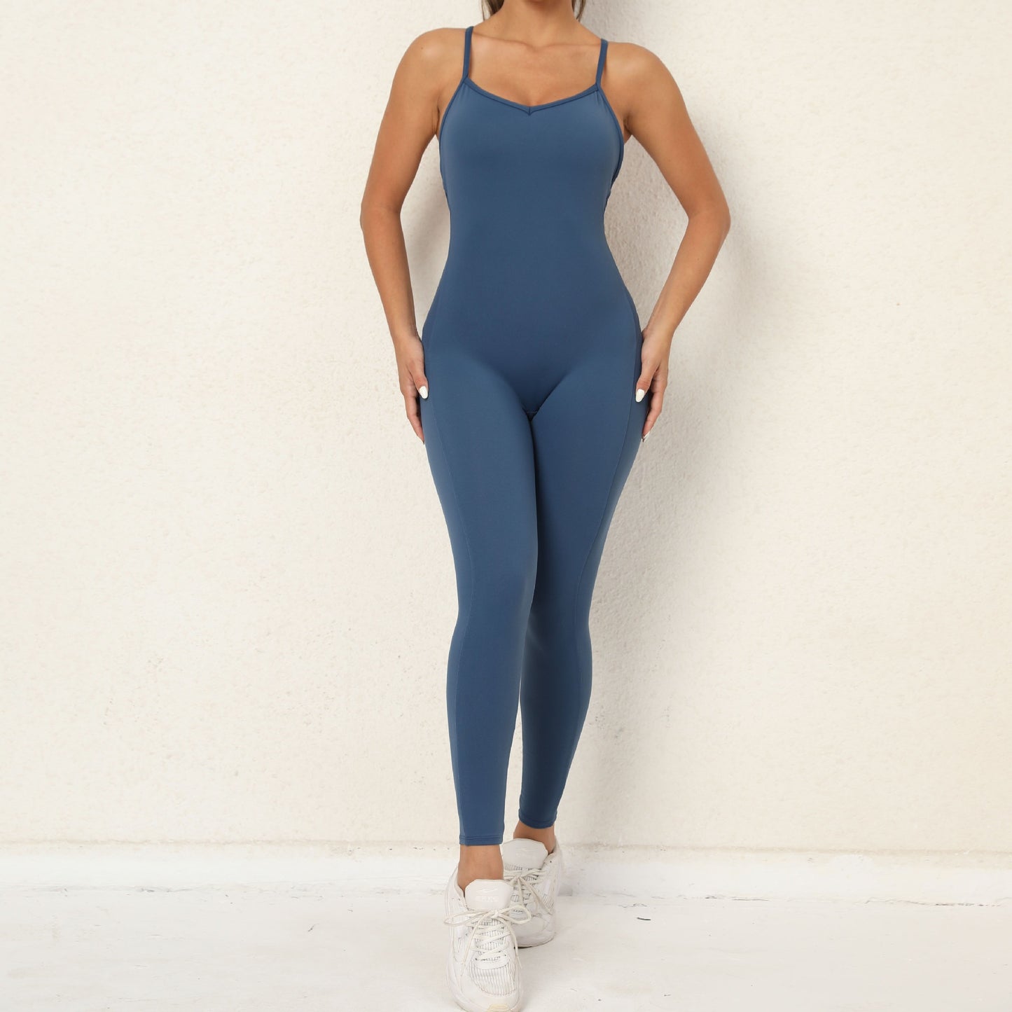 European and American V Neck, No Awkward Thread, Tight Backless One Piece Yoga Pants, Sports Running, Fitness Yoga Pants