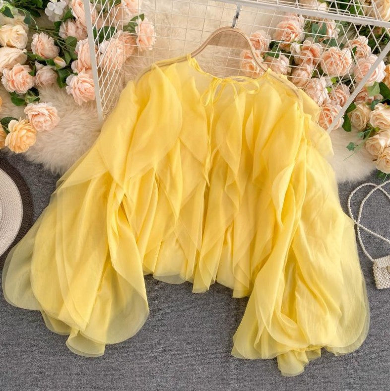 Ins Design Sense Costumes Are Very Fairy Top New Women's Multi-Layer Ruffled Quality Chiffon Shirt