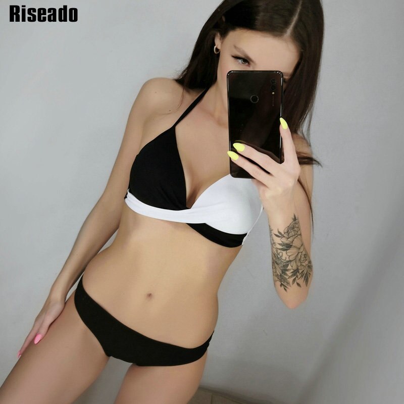 Riseado Sexy Push Up Bikinis Set Swimwear Women Swimsuits Bathing Suit Women Halter biquini Leaf Print Beach Wear Bikini