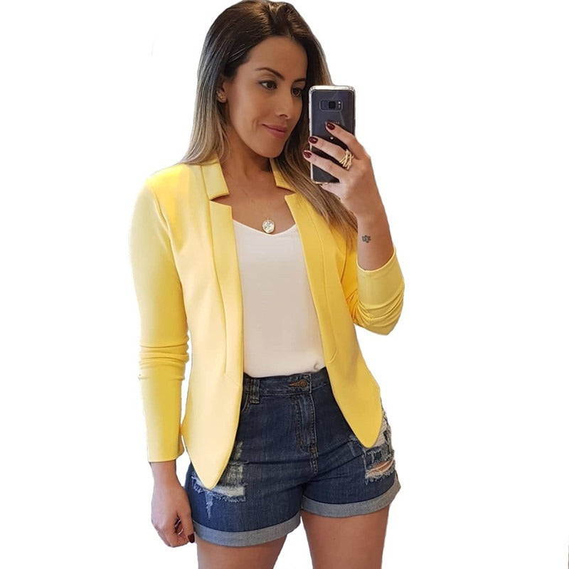 Heißer verkauf einfarbig casual professionelle kleine anzug jacke top für frauen kleidung