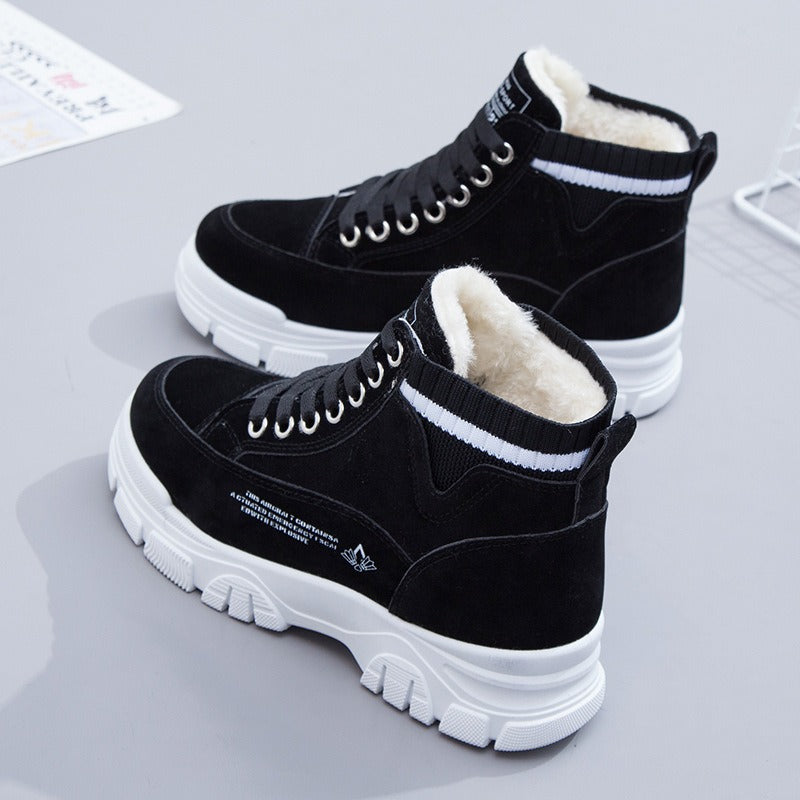 Cotton winter snow boots for women thickened and fleece ankle boots