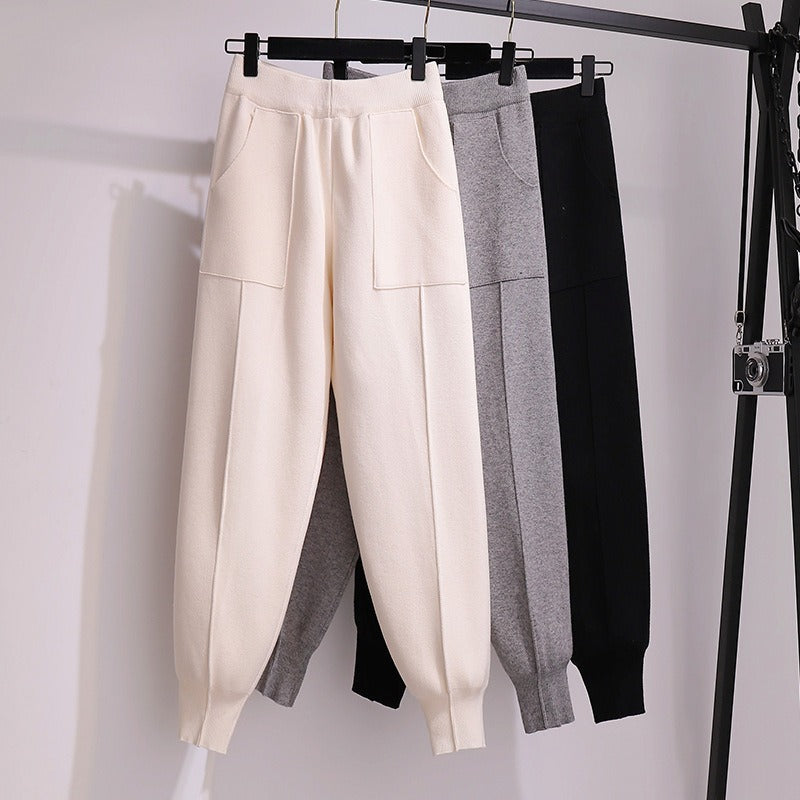 Hot sale fashion style textile fabric cotton comfortable high waist ladies girls wearing Women's Pants casual pants