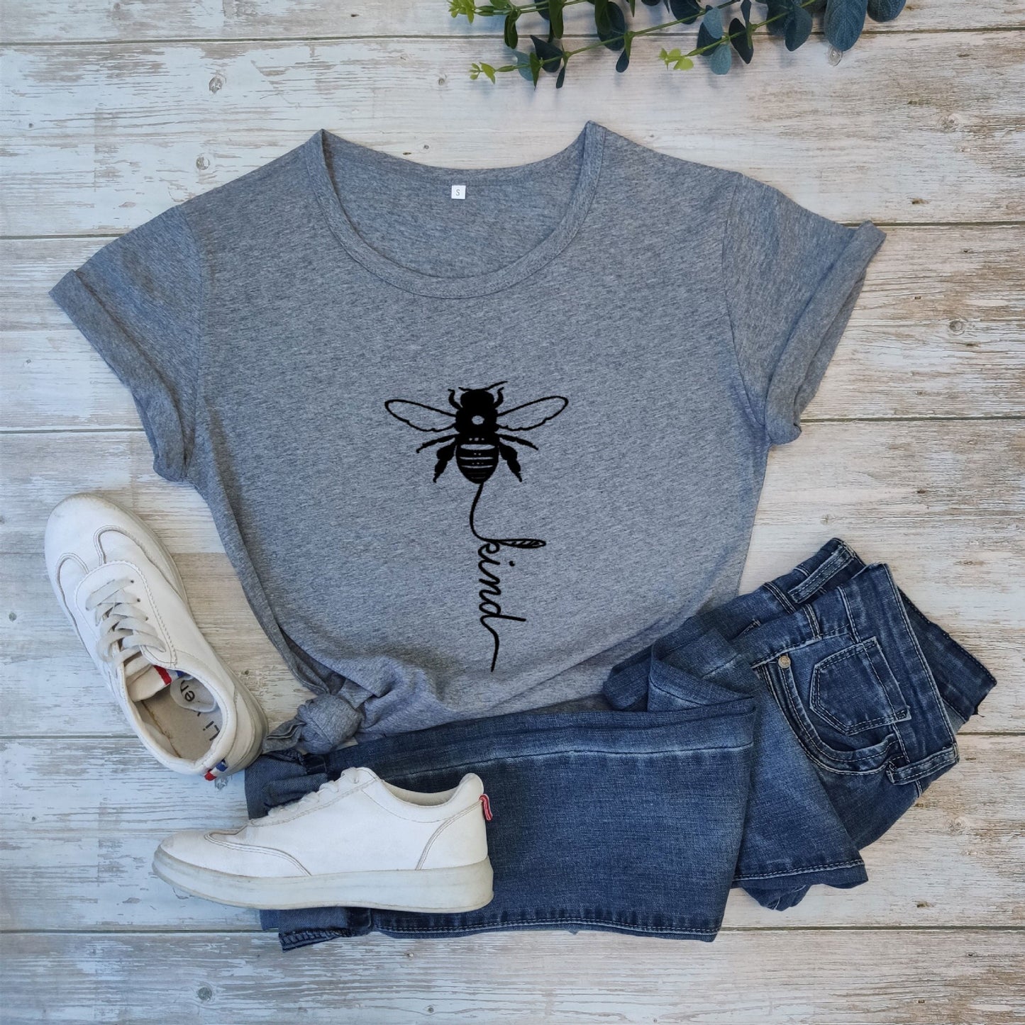 Cotton T Shirt Bee Kind Print Women Short Sleeve O Neck Loose Tshirt Summer Tee Shirt Tops