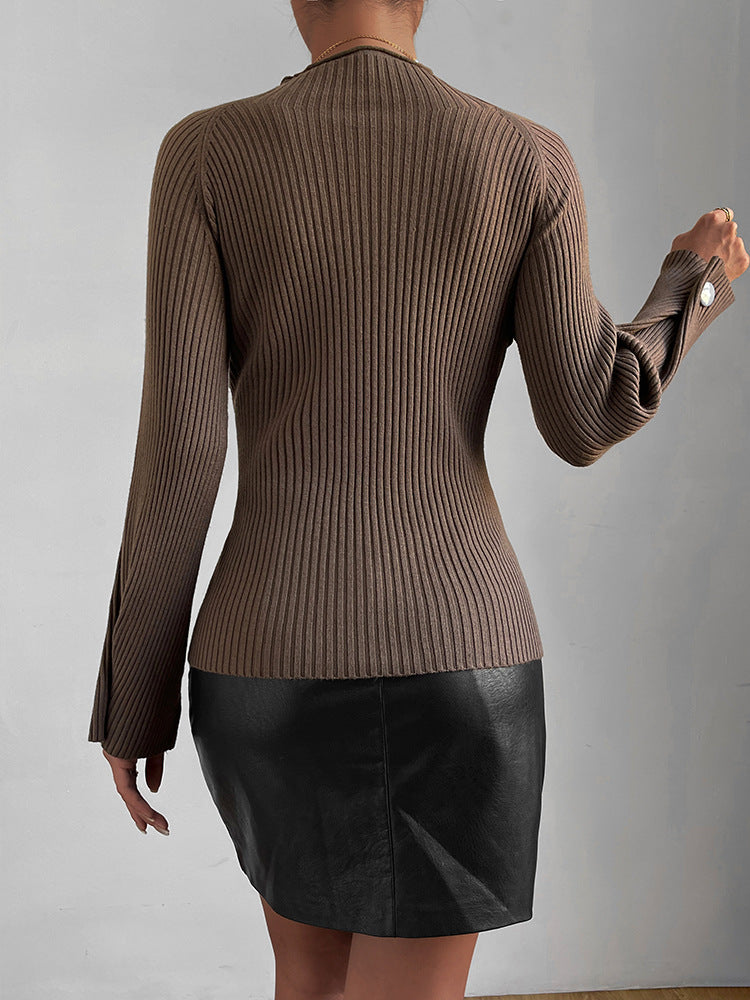 Women's Slim Fit Ribbed Knitted Sweater