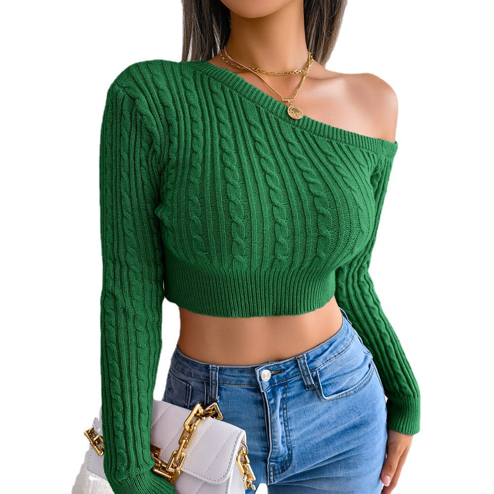 Twist Strapless Long-Sleeved Short Knitted Sweater