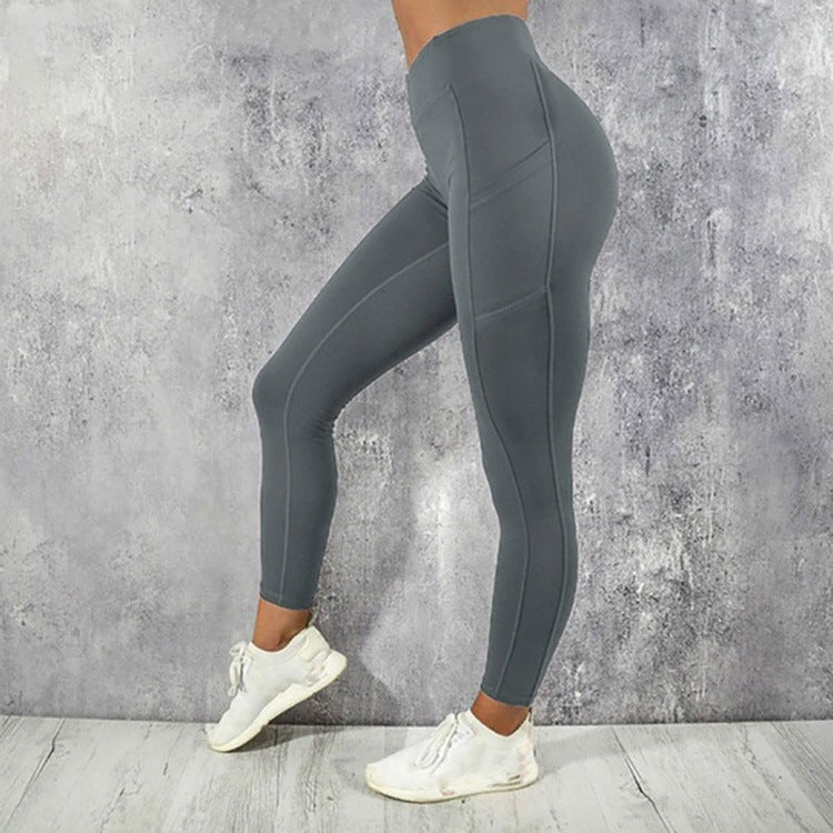 Women's High Waist High Elastic Side Pocket Multicolor Sports Running Fitness Yoga Leggings