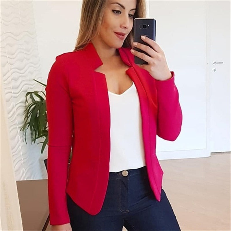 Heißer verkauf einfarbig casual professionelle kleine anzug jacke top für frauen kleidung