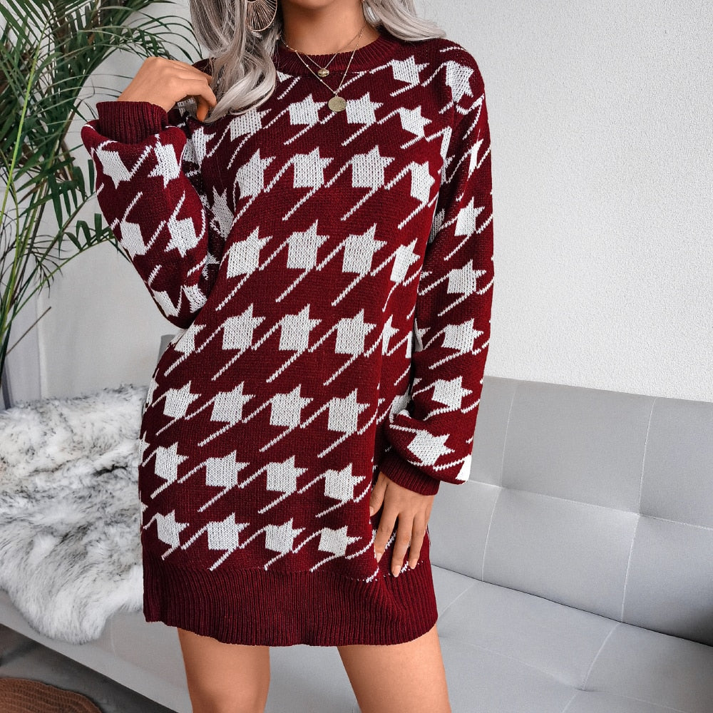 Off Shoulder Knitted Sweater Dresses For Women Autumn Winter Lantern Long Sleeve Dress Ladies Casual Dress White Black