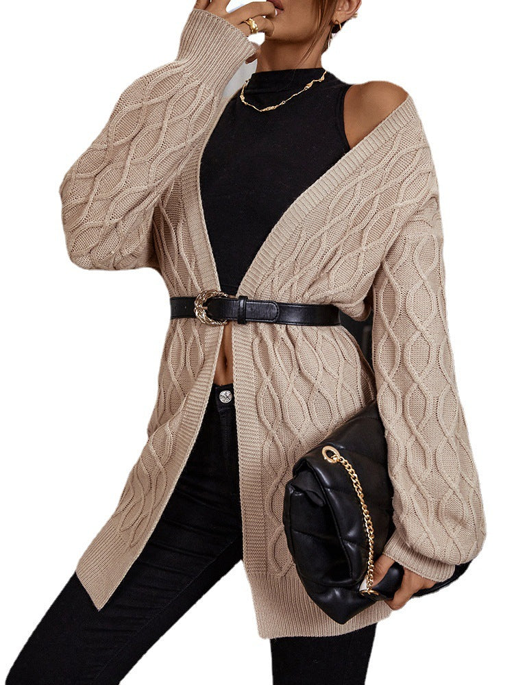 Solid Color Loose Cardigan Sweater for Women