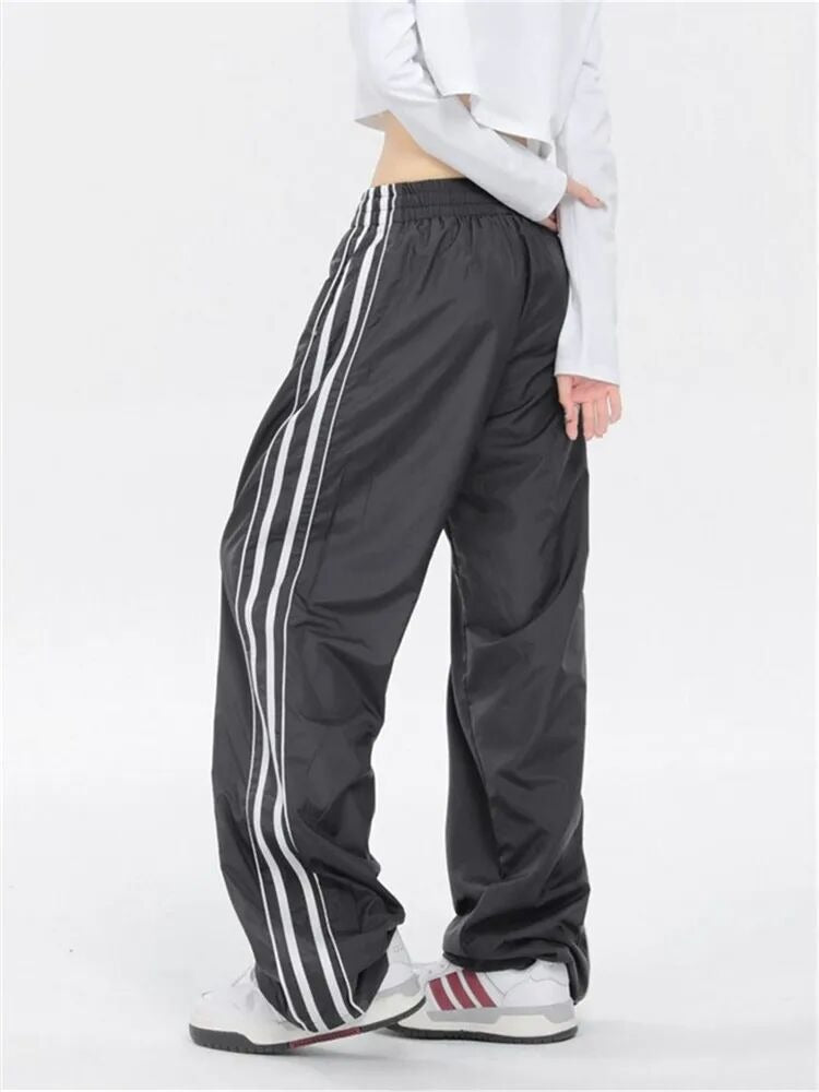 American Retro Striped Patchwork Sports Pants – Spring and Autumn