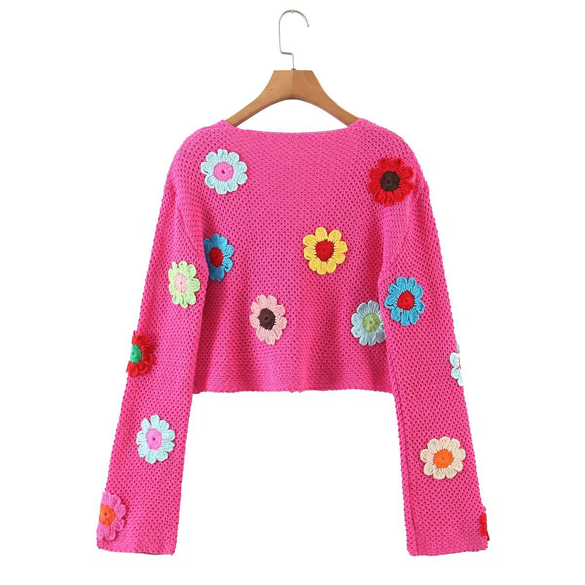 Autumn New Fashion Flower Lace Knitted Cardigan Sweater Women