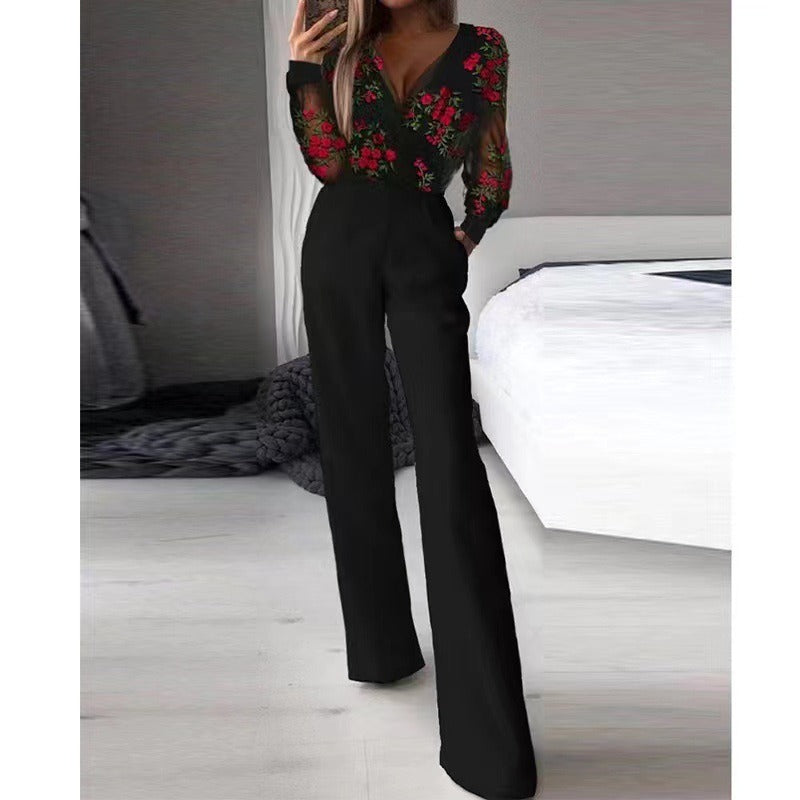 Jumpsuit mit schrägem Kragen und mittlerer Taille für einen stylischen Pendler-Jumpsuit