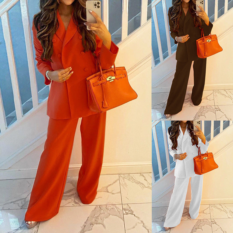 Suit Jacket with Casual Wide Leg Pants