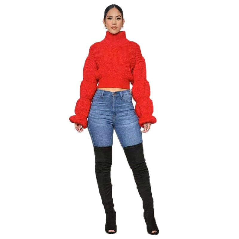 Slim Crop Top Female Elegant Short Pullover Sweaters