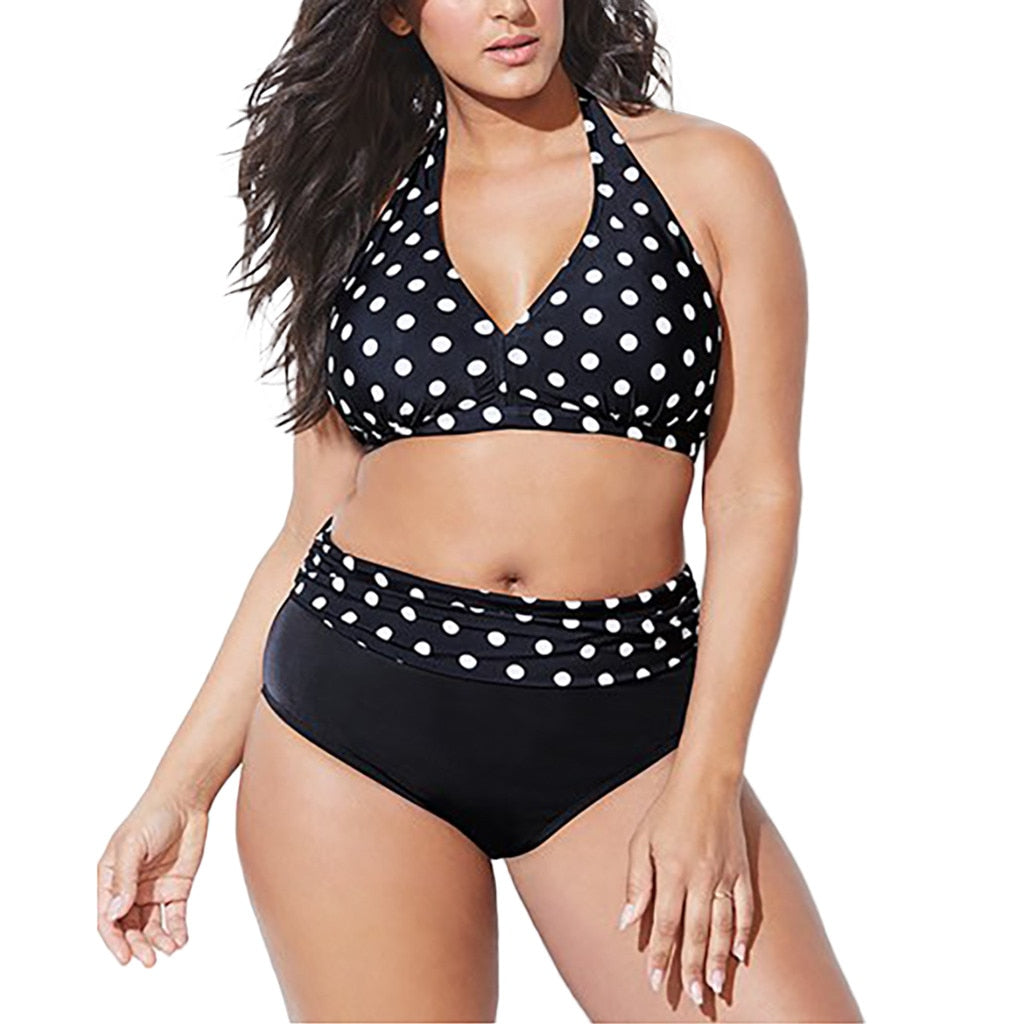 Sexy Bandage Bikinis Women High Waist Bikini Plus Size Women Polka Dot Print Beach Swimwear Swimwear Biquini