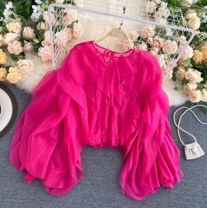 Ins Design Sense Costumes Are Very Fairy Top New Women's Multi-Layer Ruffled Quality Chiffon Shirt