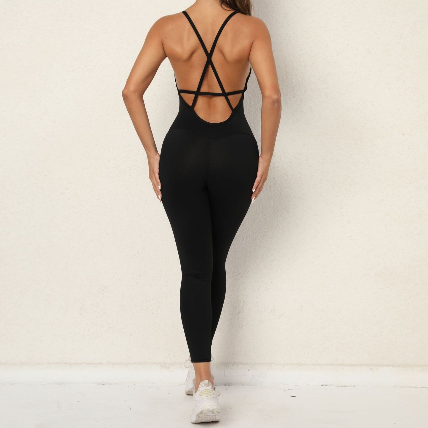 European and American V Neck, No Awkward Thread, Tight Backless One Piece Yoga Pants, Sports Running, Fitness Yoga Pants