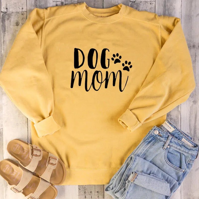 Dog Mom Damen Plus Samt Modisches Langarm-Sweatshirt mit Aufdruck für Hundeliebhaber