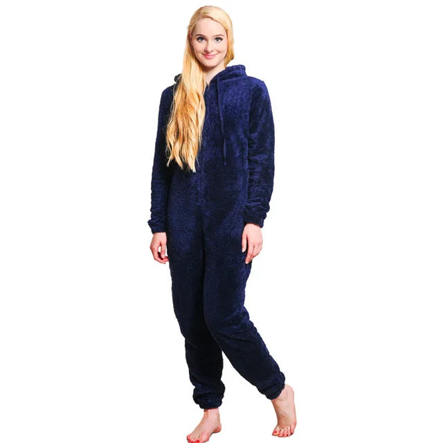 Winter Warm Pyjamas Women Onesies Fluffy Fleece Jumpsuits Sleepwear Overall Large Size Hood Sets Pajamas Onesie For Women