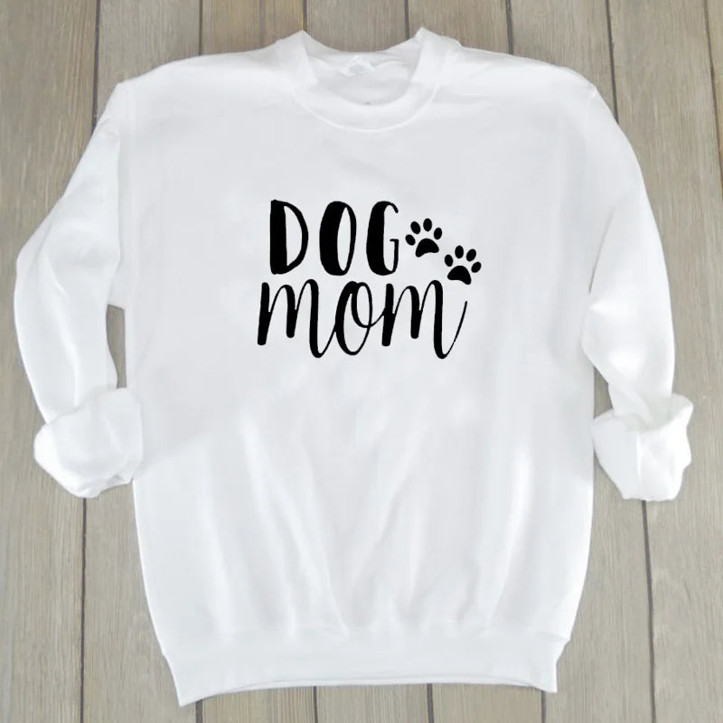 Dog Mom Damen Plus Samt Modisches Langarm-Sweatshirt mit Aufdruck für Hundeliebhaber