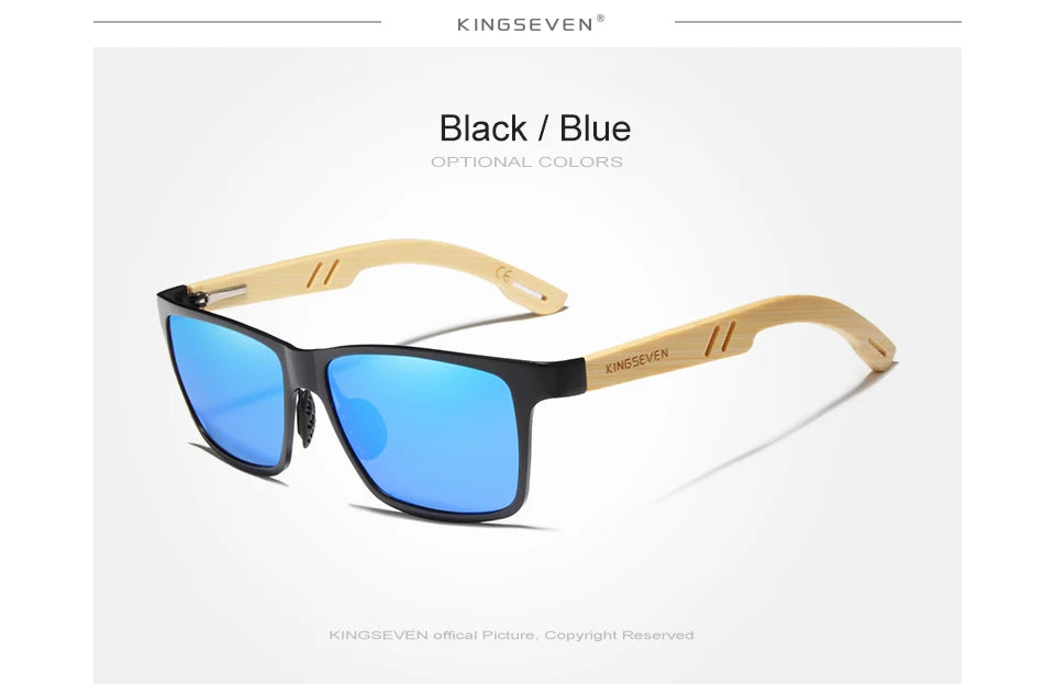 KINGSEVEN Brand Original Design Aluminum+Bamboo Natural Wooden Handmade Sunglasses Men Polarized Eyewear Sun Glasses For Women