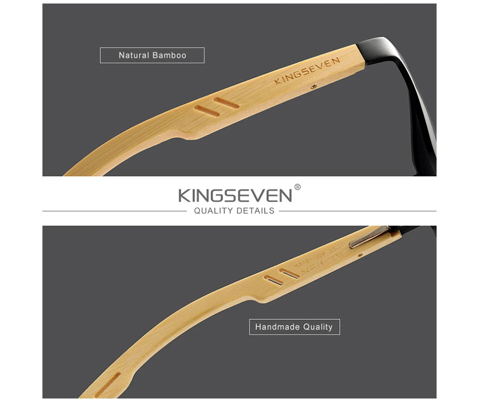 KINGSEVEN Brand Original Design Aluminum+Bamboo Natural Wooden Handmade Sunglasses Men Polarized Eyewear Sun Glasses For Women