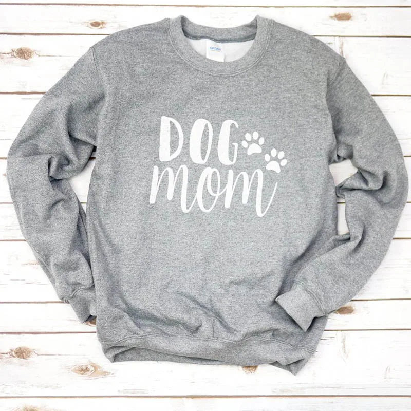 Dog Mom Damen Plus Samt Modisches Langarm-Sweatshirt mit Aufdruck für Hundeliebhaber