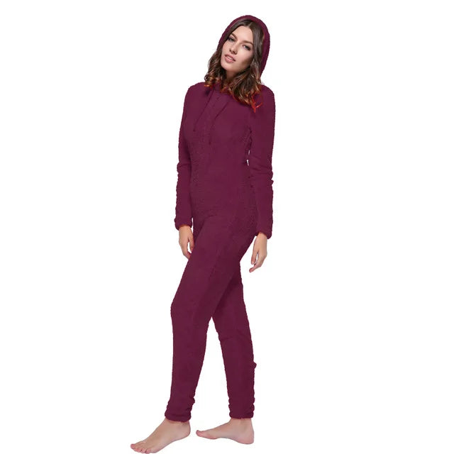 Winter Warm Pyjamas Women Onesies Fluffy Fleece Jumpsuits Sleepwear Overall Large Size Hood Sets Pajamas Onesie For Women