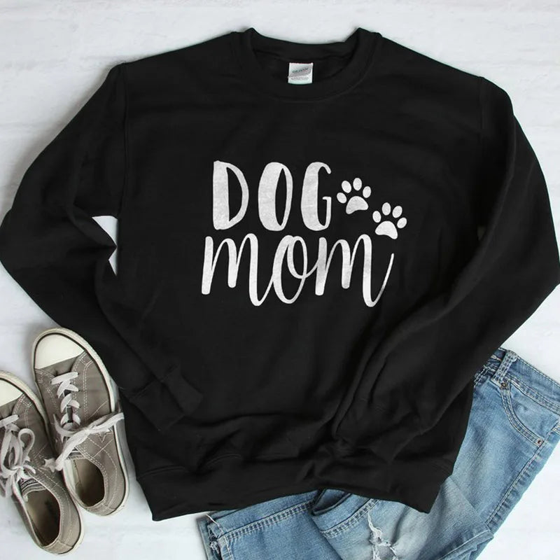 Dog Mom Damen Plus Samt Modisches Langarm-Sweatshirt mit Aufdruck für Hundeliebhaber