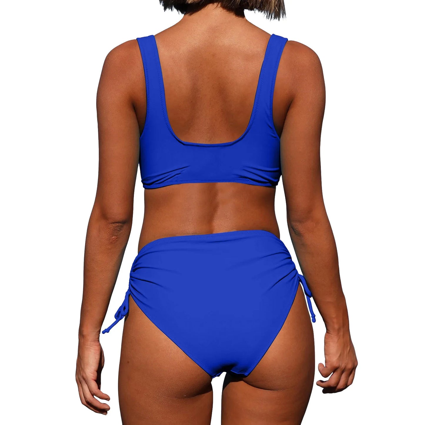 Retro Ruched High-Waisted Bikini Set - Vintage Push-Up Swimsuit