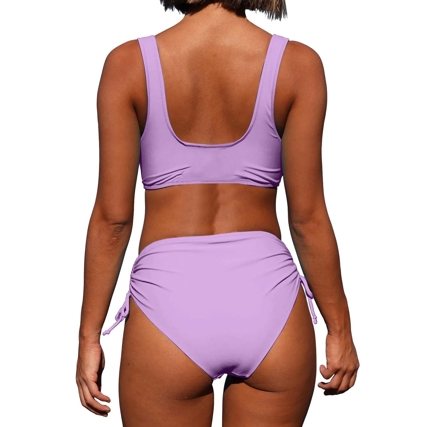 Retro Ruched High-Waisted Bikini Set - Vintage Push-Up Swimsuit