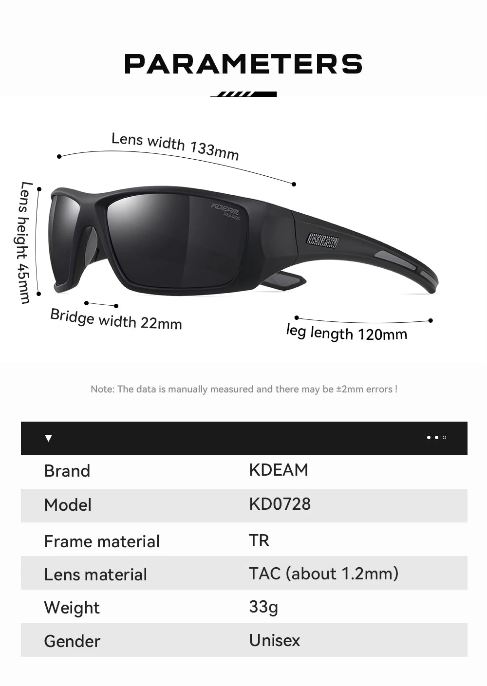 KDEAM Men's Cycling Sunglasses Polarized Great Elasticity Of TR90 Material Riding Sunglasses 1.2mm Thickness Polarizing Lenses