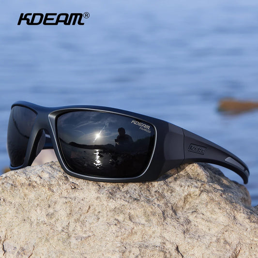 KDEAM Men's Cycling Sunglasses Polarized Great Elasticity Of TR90 Material Riding Sunglasses 1.2mm Thickness Polarizing Lenses