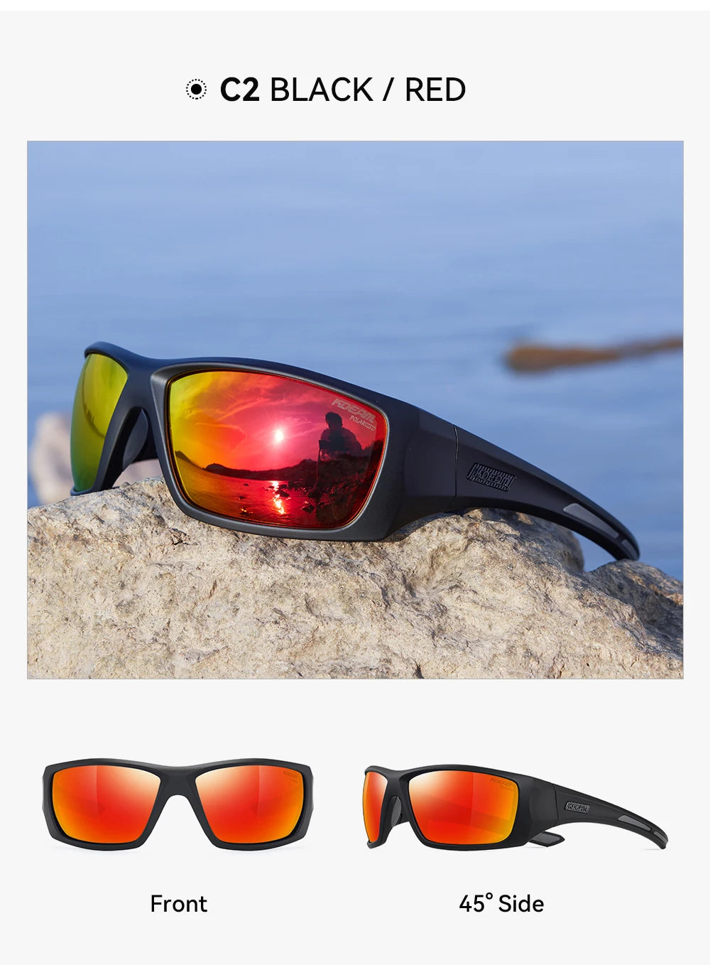 KDEAM High Quality TR90 Material Riding Sunglasses Men's Performance Cycling Sunglasses Polarized Shades Only Sunglass