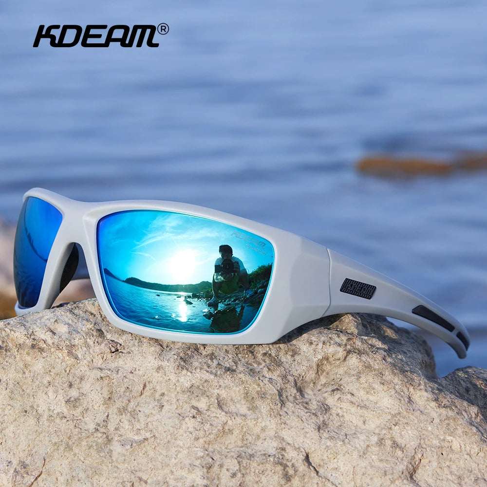 KDEAM Men's Cycling Sunglasses Polarized Great Elasticity Of TR90 Material Riding Sunglasses 1.2mm Thickness Polarizing Lenses